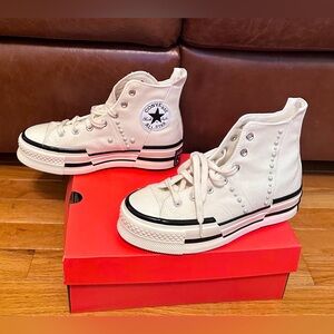 CONVERSE Women's Chuck 70 Plus Gems Rhinestones Pearls Shoes A10287C 7.5